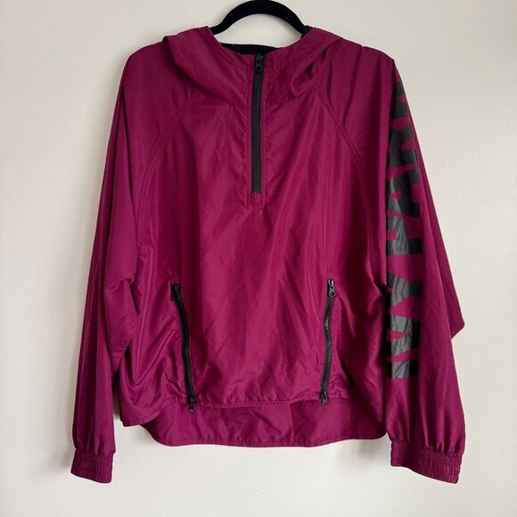Ivy Park Hooded Quarter Zip Windbreaker Jacket - Maroon | Size S - Picture 1 of 7